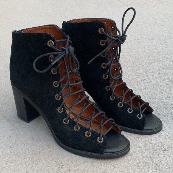 Jeffrey Campbell Cors Black Suede Ankle Booties Sz8 - Picture 3 of 15